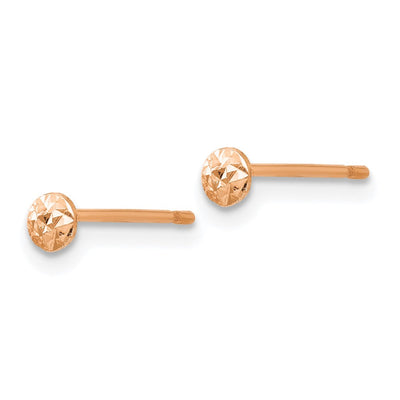 14K Rose Gold Puff Circle Stud Earrings, 3 x 3mm