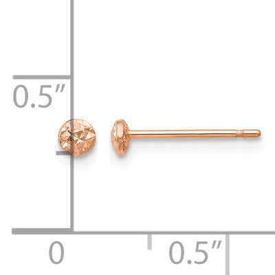 14K Rose Gold Puff Circle Stud Earrings, 3 x 3mm