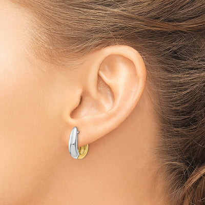 14K Two-tone U Shaped Hinged Hoop Earrings