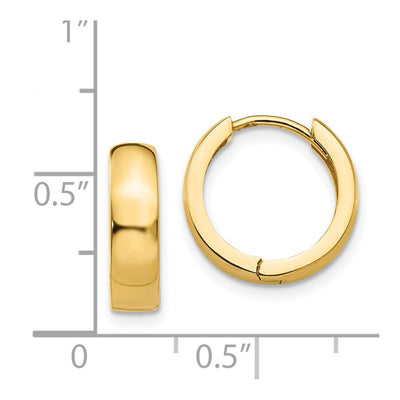 14K Round Hinged Hoop Earrings, 13.5 x 3mm