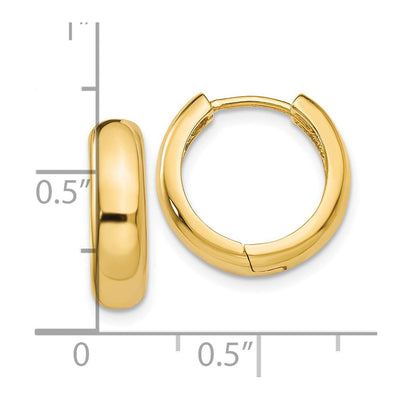 14K Round Hinged Hoop Earrings, 15 x 4mm