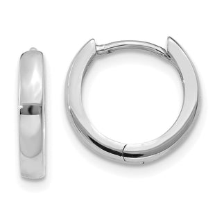 14k White Gold Round Hinged Hoop Earrings (Style TM617)