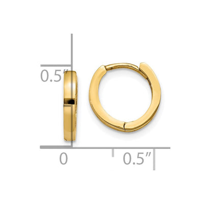 14K Round Hinged Hoop Earrings, 8 x 2mm
