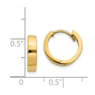 14K Round Hinged Hoop Earrings, 13 x 2.5mm
