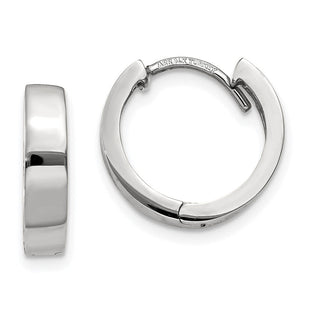 14k White Gold Round Hinged Hoop Earrings (Style TM623)