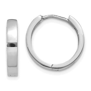 14k White Gold Round Hinged Hoop Earrings (Style TM625)