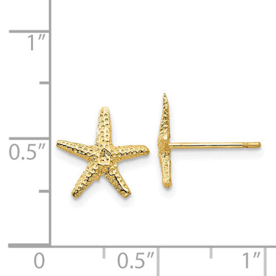 14K Starfish Post Earrings, 11 x 11mm