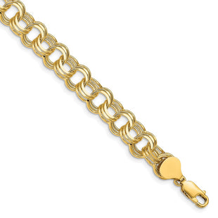 14k Solid Triple Link Charm Bracelet (Style TO666-7)