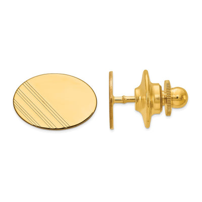 14K Men's Oval w/Line Design Tie Tac