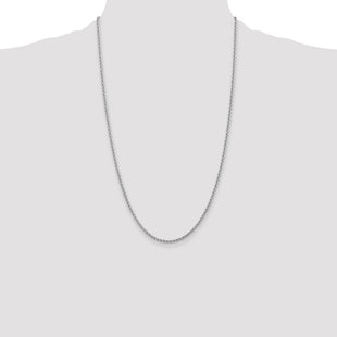 14K White Gold Regular Rope with Lobster Clasp Chain (Style W016S-26)