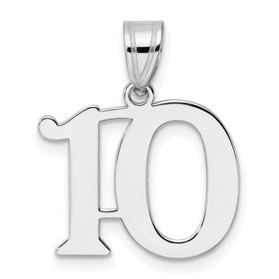 14kw Polished Number 10 Pendant (Style WAPN10)