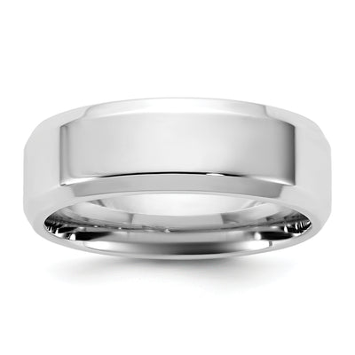 14K White Gold Beveled Edge Comfort Fit Wedding Band
