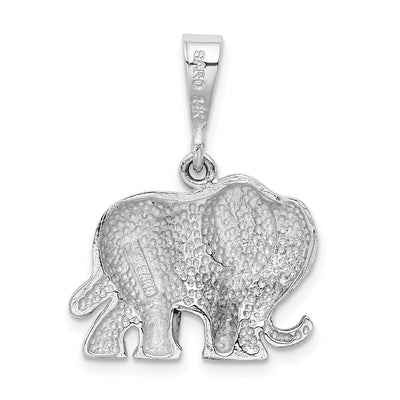 14K White Gold Elephant Charm, 26.20 x 20mm