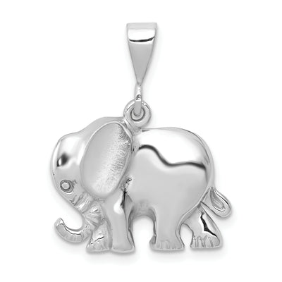 14K White Gold Elephant Charm, 26.20 x 20mm