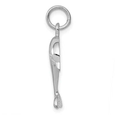 14K White Gold Dolphin Charm, 23 x 15mm