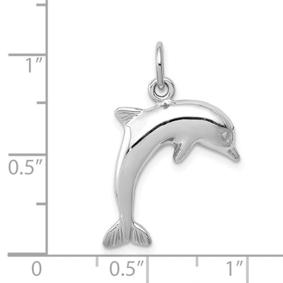 14K White Gold Dolphin Charm, 23 x 15mm