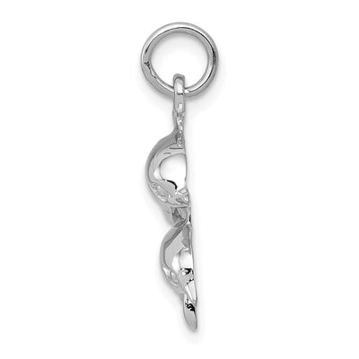 14K White Gold Dolphin Charm, 22 x 17mm