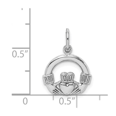 14K White Gold Claddagh Charm, 20 x 14mm