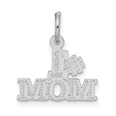 14K White Gold #1 Mom Charm, 18 x 15mm
