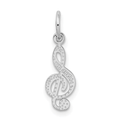 14K White Gold Treble Clef Charm, 20 x 5mm