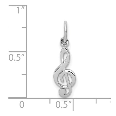 14K White Gold Treble Clef Charm, 20 x 5mm