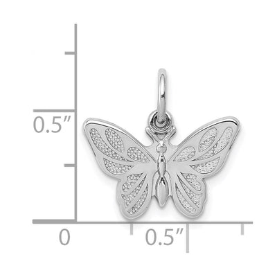 14K White Gold Butterfly Charm, 16 x 16.5mm