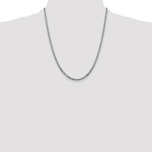 14K White Gold Flat Beveled Curb with Lobster Clasp Chain (Style WFBU080-22)