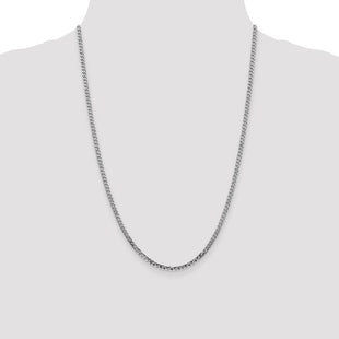 14K White Gold Flat Beveled Curb with Lobster Clasp Chain (Style WFBU080-24)