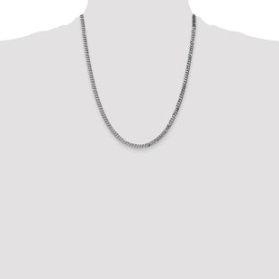 14K White Gold Flat Beveled Curb with Lobster Clasp Chain (Style WFBU100-22)