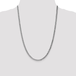 14K White Gold Flat Beveled Curb with Lobster Clasp Chain (Style WFBU100-24)