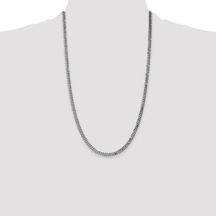 14K White Gold Flat Beveled Curb with Lobster Clasp Chain (Style WFBU100-26)