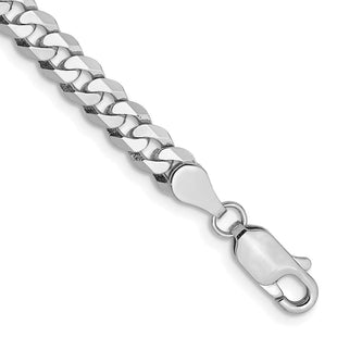 14K White Gold Flat Beveled Curb with Lobster Clasp Bracelet (Style WFBU120-7)