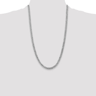 14K White Gold Flat Beveled Curb with Lobster Clasp Chain (Style WFBU140-26)