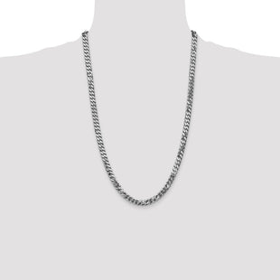 14K White Gold Flat Beveled Curb with Lobster Clasp Chain (Style WFBU160-26)