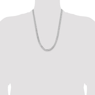 14K White Gold Flat Beveled Curb with Lobster Clasp Chain (Style WFBU180-24)