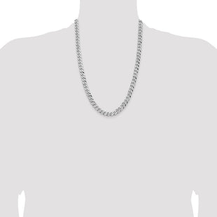 14K White Gold Flat Beveled Curb with Lobster Clasp Chain (Style WFBU200-24)