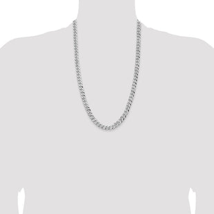 14K White Gold Flat Beveled Curb with Lobster Clasp Chain (Style WFBU200-26)
