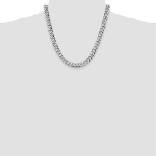 14K White Gold Flat Beveled Curb with Lobster Clasp Chain (Style WFBU220-20)