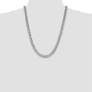 14K White Gold Flat Beveled Curb with Lobster Clasp Chain (Style WFBU220-24)