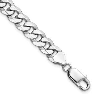 14K White Gold Flat Beveled Curb with Lobster Clasp Bracelet (Style WFBU220-8)