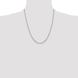 14K White Gold Flat Figaro with Lobster Clasp Chain (Style WFIG060-22)