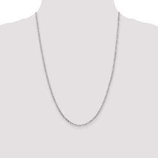 14K White Gold Flat Figaro with Lobster Clasp Chain (Style WFIG060-24)