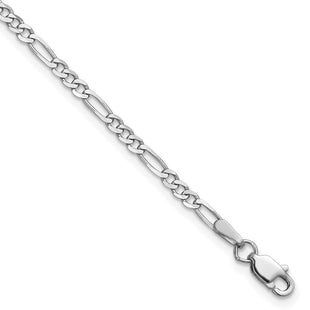14K White Gold Flat Figaro with Lobster Clasp Bracelet (Style WFIG060-7)