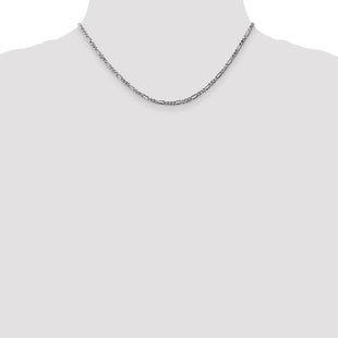 14K White Gold Flat Figaro with Lobster Clasp Chain (Style WFIG070-16)