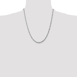 14K White Gold Flat Figaro with Lobster Clasp Chain (Style WFIG070-22)