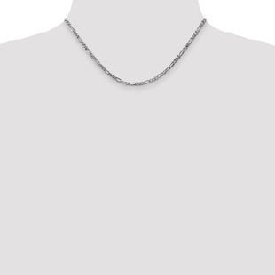 14K White Gold Flat Figaro with Lobster Clasp Chain (Style WFIG080-16)