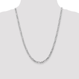 14K White Gold Flat Figaro with Lobster Clasp Chain (Style WFIG120-24)
