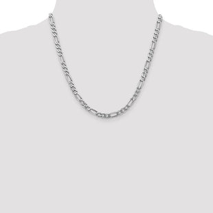 14K White Gold Flat Figaro with Lobster Clasp Chain (Style WFIG140-20)