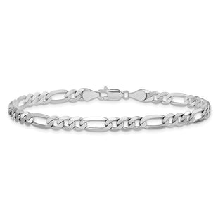 14K White Gold Flat Figaro with Lobster Clasp Chain (Style WFIG140-9)