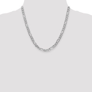 14K White Gold Flat Figaro with Lobster Clasp Chain (Style WFIG160-20)